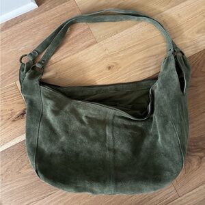 Free People Olive Green Suede Shoulder Bag